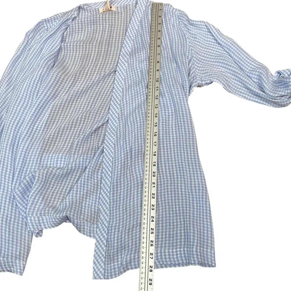 NWT Japna Blue White Gingham Robe & Cami Set M | Crochet Lace Trim Lounge Set